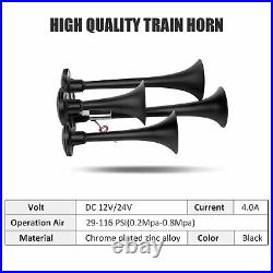 150DB 12V 4 Trumpet Train Horn Kit Air Horn 150 PSI Air Compressor for Car Truck