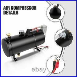 150DB 12V 4 Trumpet Train Horn Kit Air Horn 150 PSI Air Compressor for Car Truck