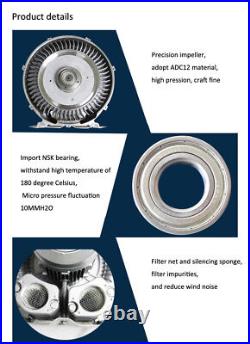 180W High Pressure Air Vortex Vacuum Pump Aluminum Alloy Booster Fan 3phase 380V