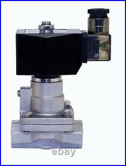1/2 Inch High Pressure Stainless Steel Steam Solenoid Process Valve 110V AC PTFE