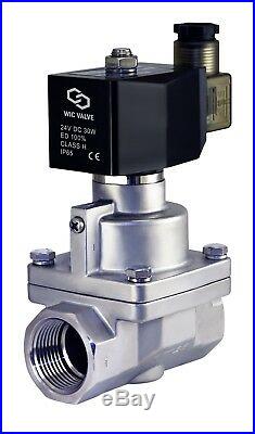 1 Inch High Pressure Electric Steam Solenoid Process Valve Stainless NC 24V DC