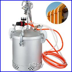 2 1/2 Gallon High Pressure Tank Pot Air Paint Spray Gun Painter & 2 Hoses 10L