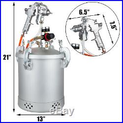 2 1/2 Gallon High Pressure Tank Pot Air Paint Spray Gun Painter & 2 Hoses 10L