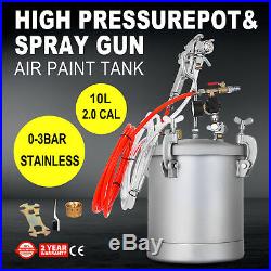 2 1/4 Gallon 2.0mm Nozzle High Pressure Pot Air Paint Spray Gun Painting 2 Hose