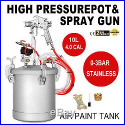 2 1/4 Gallon High Pressure Pot Tank Air Paint Spray Gun Painting Painter 2 Hose
