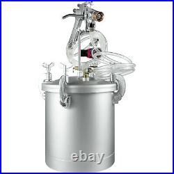 2.5 Gallon High Pressure Pot Paint Sprayer Dual Hose Tank 3/8 Fluid Outlet