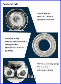 370W High Pressure Vortex Fan 16KPa Vacuum Pump Air Blower Dry Air Cleaner 220V