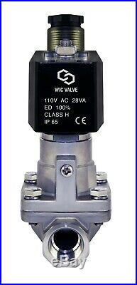 3/8 Inch High Pressure Stainless Hot Water Steam Solenoid Valve NC 110V AC PTFE