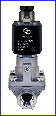 3/8 Inch High Pressure Stainless Hot Water Steam Solenoid Valve NC 24V DC PTFE