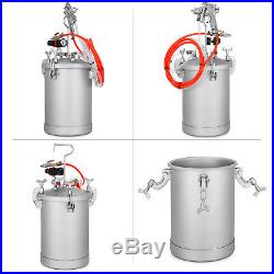4 Gallon 3mm Nozzle High Pressure Pot Tank Air Paint Spray Gun Painting 2 Hose