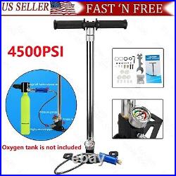 4 Stage 45000PSI Hand Air Pump High Pressure Gauge Diving Oxygen Tank Refill PCP