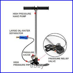 4 Stage PCP Hand Air Pump High Pressure 4500 PSI 40Mpa Gauge Inflator Hunting US