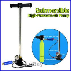 High Pressure Hand Air Pump with Gauge for Diving Oxygen Tank Dive Scuba Accs