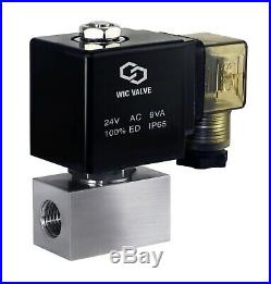 High Pressure Stainless Zero Differential Solenoid Valve NC 1/4 Inch 24V AC