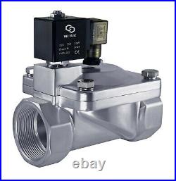 Stainless High Pressure 230 PSI Electric Solenoid Process Valve 2 Inch 12V DC NC